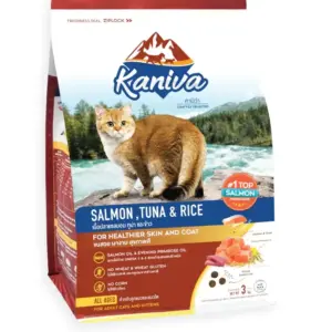 Kaniva Salmon 3 KG. อาหารแมว สูตรเนื้อปลาแซลมอน ปลาทูน่าและข้าว สำหรับแมวทุกช่วงวัย