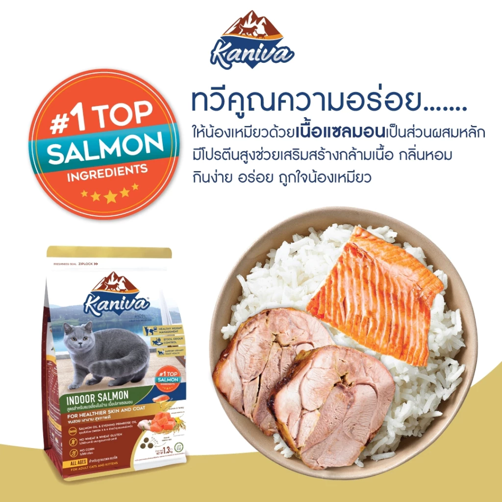 Kaniva Indoor Salmon Formula 2.8 kg. สูตรแมวเลี้ยงภายในบ้าน เนื้อปลาแซลมอน สำหรับแมว 4 เดือนขึ้นไป - Image 2